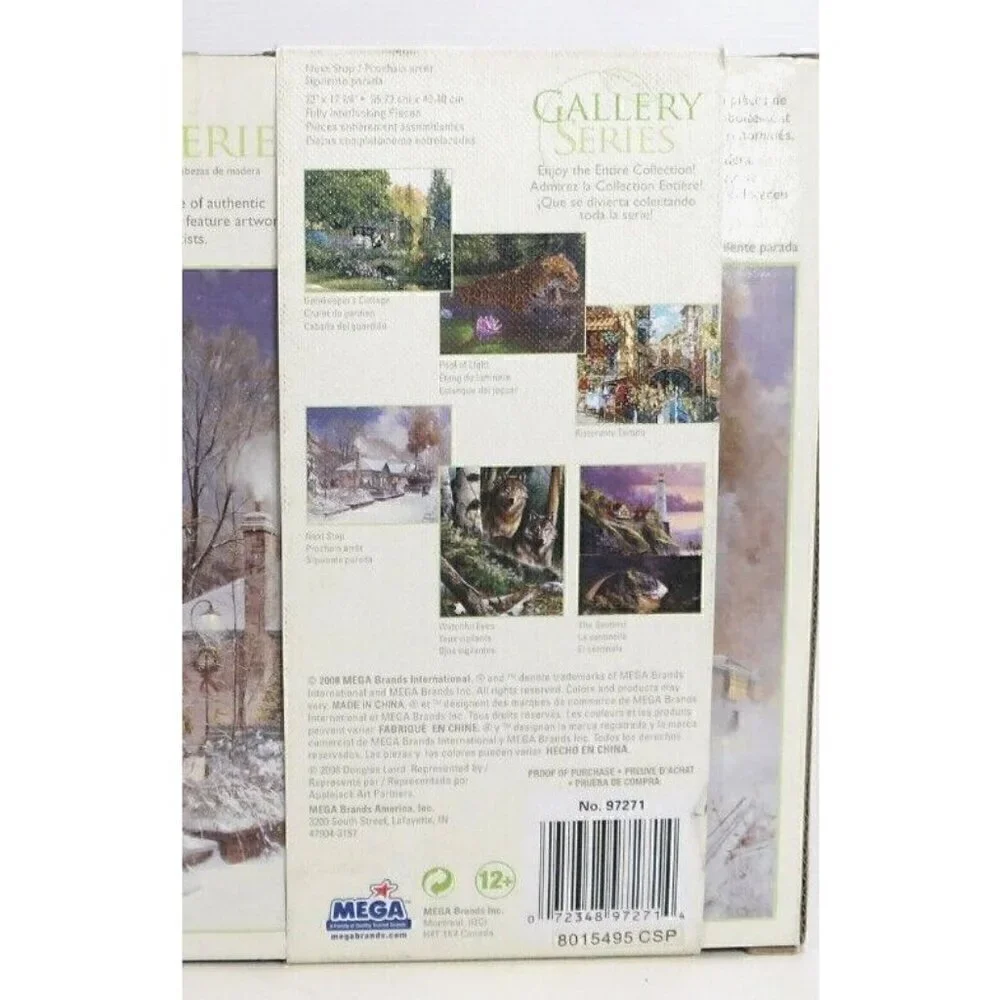 MEGA  Gallery Series 1000 piece wooden puzzle NEXT STOP winter train station